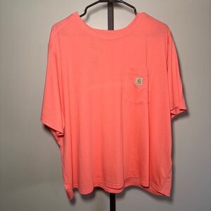 Carhartt Womens 2X Loose Fit TENCEL Fiber Series Pocket T-Shirt Coral 106122-P58
